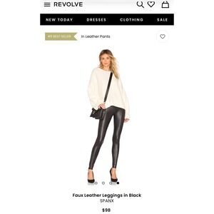 SPANX Faux Leather Power Waistband Leggings Size Large